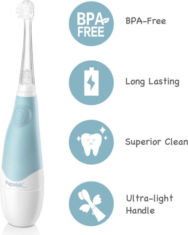 Papablic BabyHandy 2-Stage Baby Sonic Electric Toothbrush for Babies and Toddlers Ages 0-3 Years - Image 4