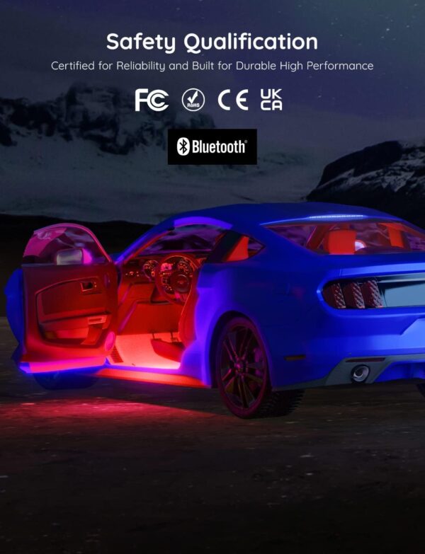 Govee Car LED Lights, Smart Interior Lights with App Control, RGB Inside Car Lights with DIY Mode and Music Mode, 2 Lines Design for Cars with Car Charger, DC 12V - Image 2