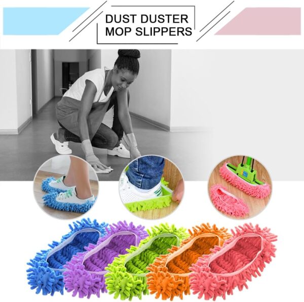 Cosywell Large Mop Slippers for Floor Cleaning 5 Pairs 10 PCS Microfiber Mopping Slippers Washable Mop Socks Reusable Mop Shoes Microfiber Foot Socks - Image 3