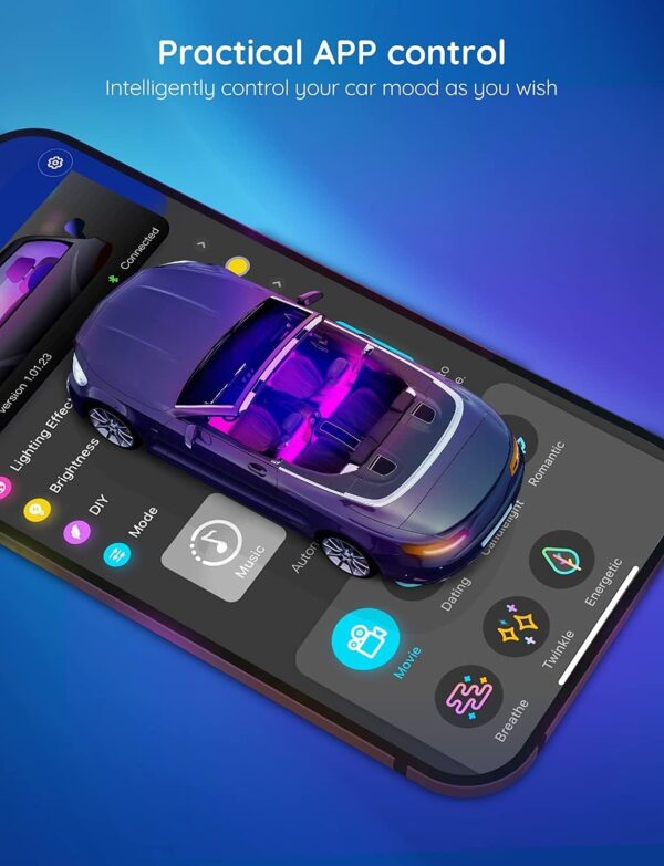 Govee Car LED Lights, Smart Interior Lights with App Control, RGB Inside Car Lights with DIY Mode and Music Mode, 2 Lines Design for Cars with Car Charger, DC 12V - Image 5