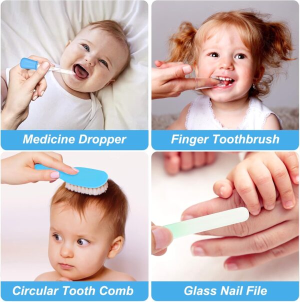 Baby Grooming Kit, Infant Safety Care Set with Hair Brush Comb Nail Clipper Nasal Aspirator,Baby Essentials Kit for Newborn Girls Boys - Image 3