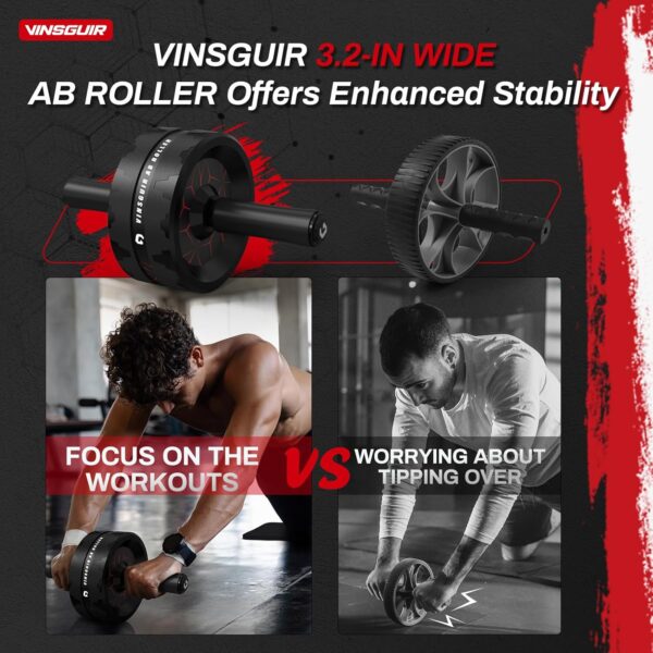 Vinsguir Ab Roller Wheel, Abs Workout Equipment for Abdominal & Core Strength Training, Exercise Wheels for Home Gym, Fitness Equipment for Core Workout with Knee Pad Accessories - Image 4