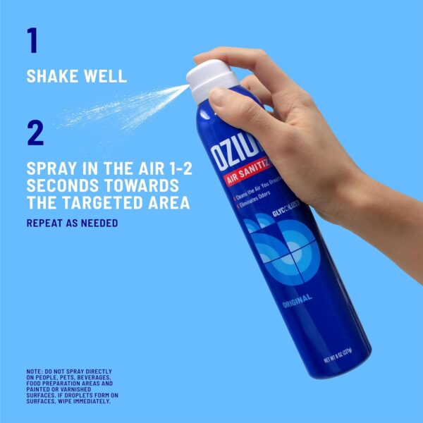 Ozium 8 Oz. Air Sanitizer & Odor Eliminator for Homes, Cars, Offices and More, Original Scent, Pack of 2 - Image 4