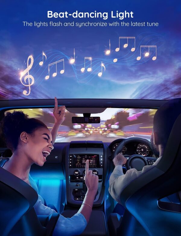 Govee Car LED Lights, Smart Interior Lights with App Control, RGB Inside Car Lights with DIY Mode and Music Mode, 2 Lines Design for Cars with Car Charger, DC 12V - Image 4