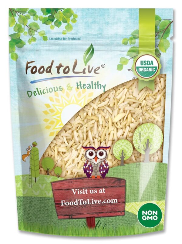 Food to Live Organic Blanched Slivered Almonds, 2 Pounds – Non-GMO, Raw, Unpasteurized, Unsalted, Vegan, Keto, Paleo, Kosher, High Protein, Dietary Fiber. Great for Cooking, Baking, Salads & Cereals - Image 2