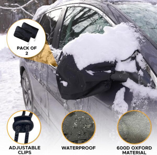 EcoNour Windshield Cover for Ice and Snow with Side Mirror Covers (2 Pack) | Waterproof Windshield Snow Cover for Winter Protection | Universal Fit for Cars, SUVs, Trucks - Image 3