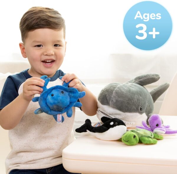 PREXTEX Plush Toy Shark Stuffed Animal with 5 Stuffed Sea Animals - Turtle, Whale, Octopus, Stingray, Crab Plush- Shark Plush Toys for Kids 3-5 - Giant Stuffed Animals Toy - Gift for Sea Animal Lovers - Image 5