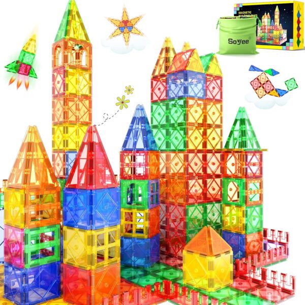 Magnetic Tiles Toys for 3 Year Old Boys and Girls Magnetic Building Blocks STEM Learning Toys Sensory Montessori Toys for Toddlers Kids - Image 4