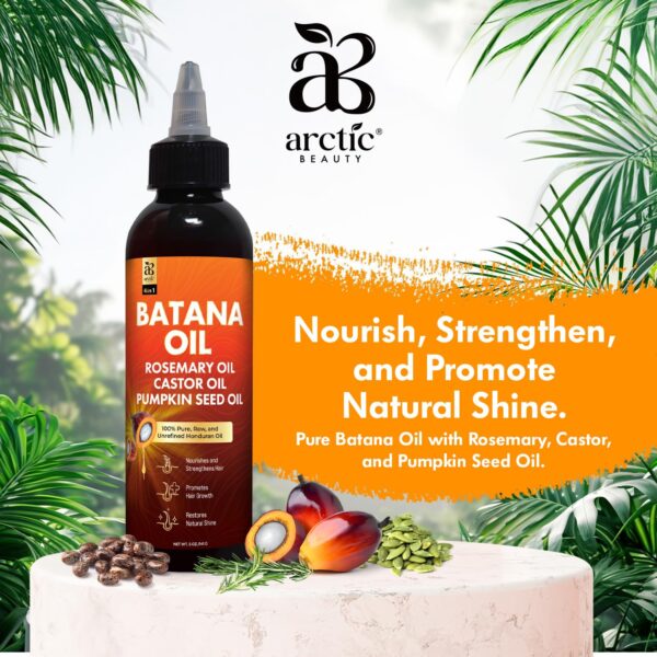 Batana Oil for Hair Growth Dr Sebi, 4-in-1 Pure & Unrefined Honduran Oil with Rosemary, Castor, Pumpkin Seed Oil, Nourishes, Strengthens, Promotes Healthy Hair, Organic Oil for Hair & Scalp Care (5oz)