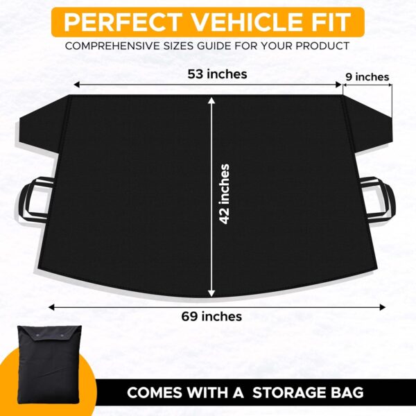 EcoNour Windshield Cover for Ice and Snow | Heavy Duty 600D Oxford Fabric | Windshield Protector for Cars, SUVs, Trucks | Secure Fit Waterproof Frost Cover | Winter Car Accessories | Medium (69"x42") - Image 3