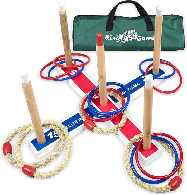 Elite Sportz Ring Toss Games for Kids - Indoor Holiday Fun or Outdoor Yard Game for Adults & Family - Easy to Set Up w/Compact Carry - Backyard Toys, Gifts for Boys and Girls