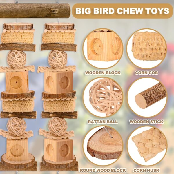 Extra Large Bird Parrot Chewing Toys for Big Birds, Suitable for Macaw, Cockatoo, African Grey, Amazon Parrots, 15.7"x15.7"x1.77", Natural Wood and Corn Husks, Extra Large Bird Cage Accessories - Image 4