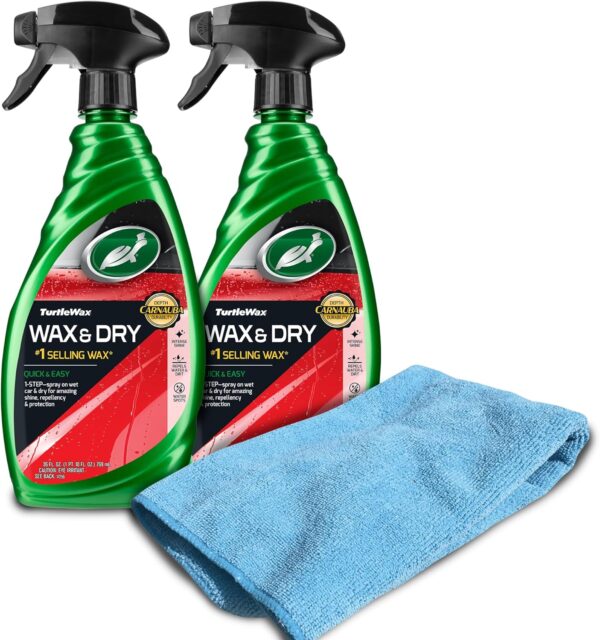 Turtle Wax 50834 1-Step Wax & Dry-26 oz. Double Pack with Microfiber Towel, 52. Fluid_Ounces, 2 Pack