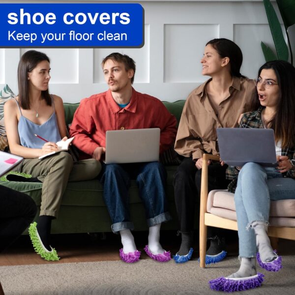 Cosywell Large Mop Slippers for Floor Cleaning 5 Pairs 10 PCS Microfiber Mopping Slippers Washable Mop Socks Reusable Mop Shoes Microfiber Foot Socks - Image 4