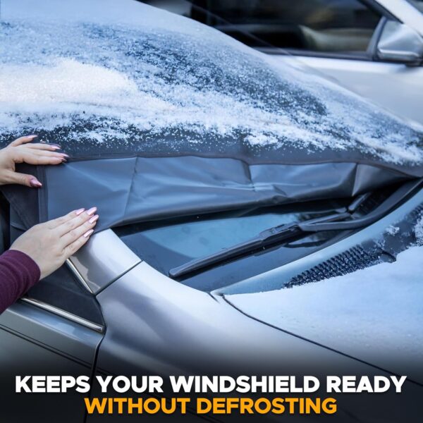 EcoNour Windshield Cover for Ice and Snow | Heavy Duty 600D Oxford Fabric | Windshield Protector for Cars, SUVs, Trucks | Secure Fit Waterproof Frost Cover | Winter Car Accessories | Medium (69"x42") - Image 6
