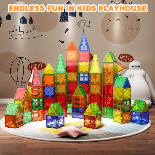 Magnetic Tiles Toys for 3 Year Old Boys and Girls Magnetic Building Blocks STEM Learning Toys Sensory Montessori Toys for Toddlers Kids