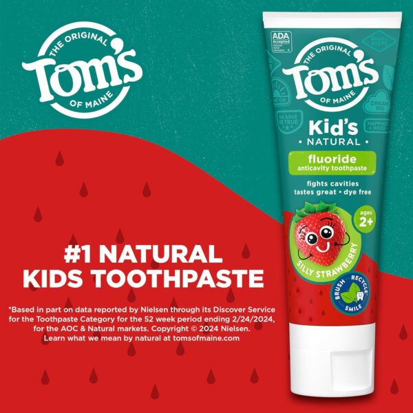 Tom's of Maine ADA Approved Fluoride Children's Toothpaste, Natural Toothpaste, Dye Free, No Artificial Preservatives, Silly Strawberry, 5.1 oz. 3-Pack (Packaging May Vary) - Image 3