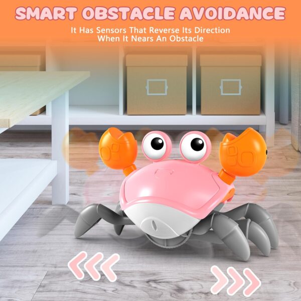 Crawling Crab Toy, Infant Tummy Time Baby Toys, Fun Interactive Dancing Walking Moving Toy Babies Sensory Induction Crabs with Music, Baby Toys Boys Girls Toddler Birthday Gifts - Image 2