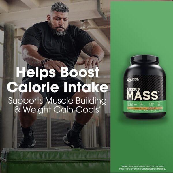 Optimum Nutrition Serious Mass, Weight Gainer Protein Powder, Mass Gainer, Vitamin C and Zinc for Immune Support, Creatine, Chocolate Peanut Butter, 6 Pound (Packaging May Vary)