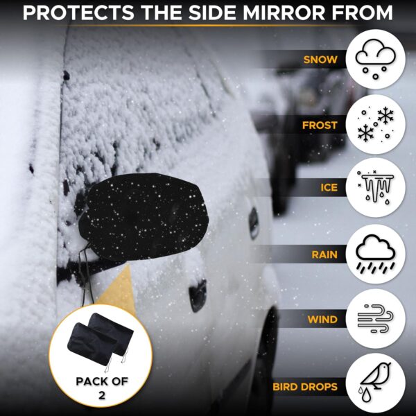 EcoNour Windshield Cover for Ice and Snow with Side Mirror Covers (2 Pack) | Waterproof Windshield Snow Cover for Winter Protection | Universal Fit for Cars, SUVs, Trucks - Image 2