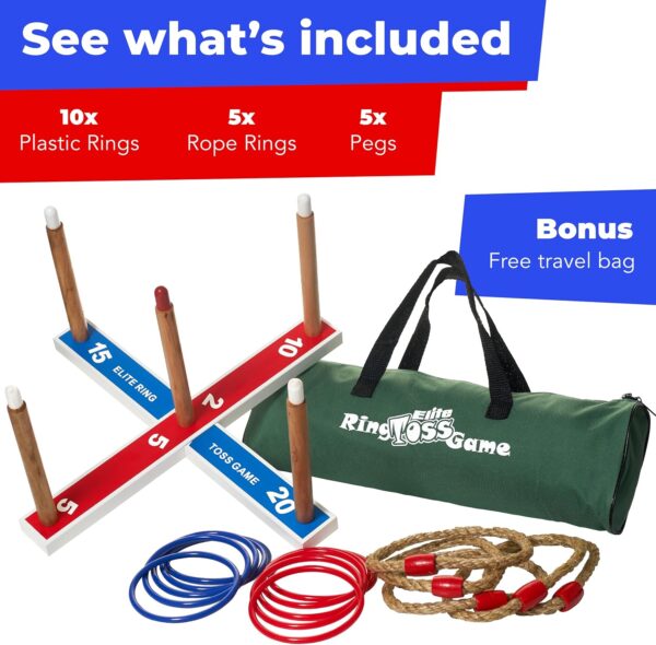 Elite Sportz Ring Toss Games for Kids - Indoor Holiday Fun or Outdoor Yard Game for Adults & Family - Easy to Set Up w/Compact Carry - Backyard Toys, Gifts for Boys and Girls - Image 3