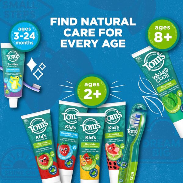 Tom's of Maine ADA Approved Fluoride Children's Toothpaste, Natural Toothpaste, Dye Free, No Artificial Preservatives, Silly Strawberry, 5.1 oz. 3-Pack (Packaging May Vary) - Image 5