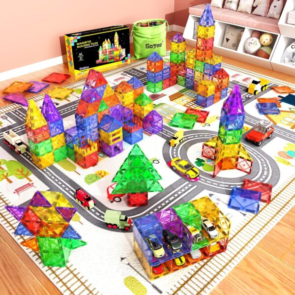 Magnetic Tiles Toys for 3 Year Old Boys and Girls Magnetic Building Blocks STEM Learning Toys Sensory Montessori Toys for Toddlers Kids - Image 3